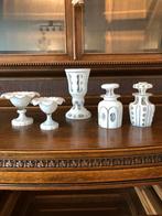 Vintage Witte Overlay Glazen Set, Antiek en Kunst, Antiek | Tin, Ophalen