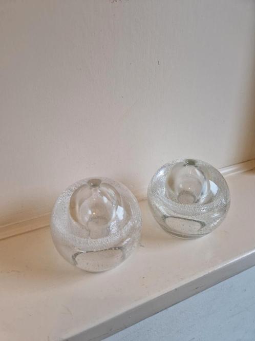 2 x glazen bol voor oliebrandertje of een bloem designobject, Antiek en Kunst, Antiek | Glas en Kristal, Ophalen of Verzenden