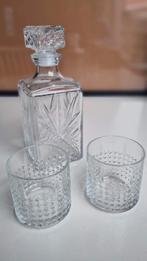 Whiskey decanter with two glasses, Verzamelen, Glas en Borrelglaasjes, Ophalen, Zo goed als nieuw, Overige typen