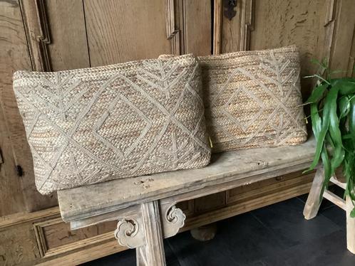 NIEUW luxe gevlichten hute kussen 60 x 40 cm, Huis en Inrichting, Woonaccessoires | Kussens, Nieuw, Rechthoekig, Ophalen of Verzenden
