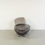 1x Leolux Kikko Chaise Longue Bruin/Grijs Leer - Chroom, Eenpersoons, Ophalen of Verzenden, Zo goed als nieuw, Metaal