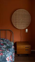Ronde Bamboe & Rotan Lamp, Huis en Inrichting, Lampen | Wandlampen, Ophalen, Zo goed als nieuw, Hout