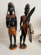 Afrikaanse Houten Beelden Man en Vrouw, Antiek en Kunst, Ophalen of Verzenden