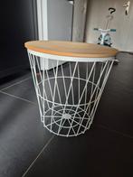 Bijzettafel metaal met hout, Huis en Inrichting, Tafels | Bijzettafels, Ophalen, Minder dan 55 cm, Metaal of Aluminium, Rond