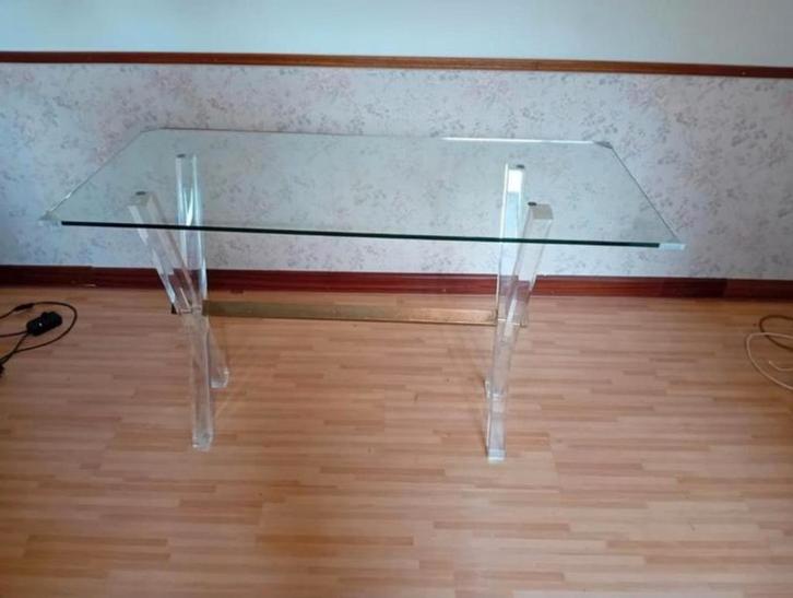 Glazen tafel met acryl poten, Antiek en Kunst, Antiek | Meubels | Tafels, Ophalen