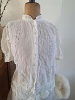 Vintage witte blouse, bloes, korte mouw, batist v. rond 1900, Ophalen of Verzenden, Zo goed als nieuw, Wit