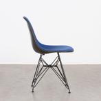 Eames DSR stoel antraciet fiberglass kuip en blauwe hopsak s, Huis en Inrichting, Stoelen, Ophalen, Metaal, Gebruikt, Blauw