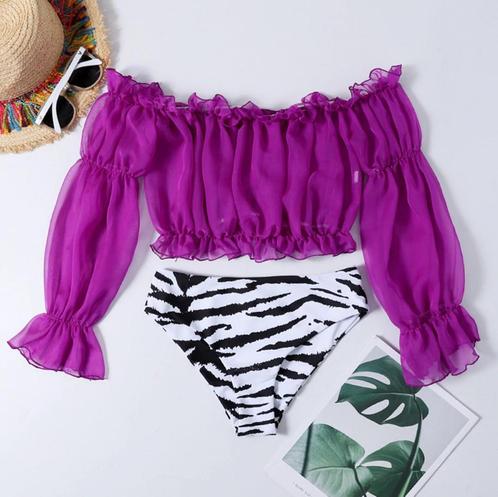 Paarse zebra high waist bikini (dames vrouwen lange mouwen), Kleding | Dames, Badmode en Zwemkleding, Nieuw, Bikini, Paars, Verzenden