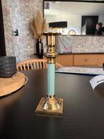 Vintage Kandelaar met Blauwe Accent, Antiek en Kunst, Ophalen of Verzenden, Koper of Brons