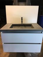 NIEUW - Lugano Badmeubel 90cm - Hoogglans Wit + Betonlook, Ophalen, Nieuw, 50 tot 100 cm, Minder dan 100 cm