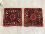 2 Vintage raffia rieten pannen onderzetters 17,5 cm., Verzenden, Pot of Pan