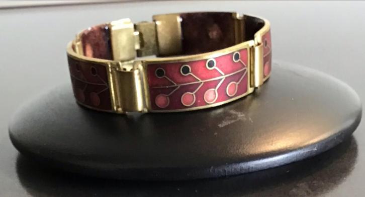 Emaille Cloisonné Armband - Karl Schibensky, Sieraden, Tassen en Uiterlijk, Armbanden, Gebruikt, Overige materialen, Rood, Ophalen of Verzenden