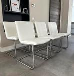 4/6 crème leder Henders & Hazel design stoel rvs frame, Ophalen, Creme, Henders en Hazel, Zo goed als nieuw