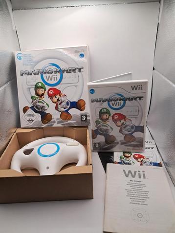 Mario Kart + origineel stuurtje voor Wii Compleet in doos beschikbaar voor biedingen