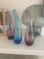 Set van 3 Vintage Glazen Vazen ikea blenko, Overige kleuren, Verzenden, Minder dan 50 cm, Glas