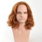 Bruine Rode Golvende Heren Pruik Haarstuk Haarstukje Mannen, Verzenden, Nieuw, Pruik of Haarverlenging