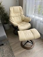 Luxe Stressless relax fauteuil met voetbank in nieuwstaat!, Ophalen, Zo goed als nieuw, 75 tot 100 cm, Hout