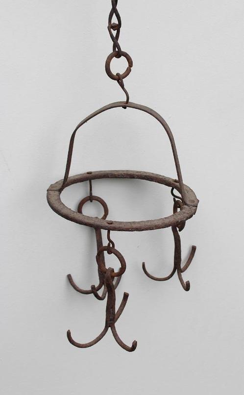 Antieke WILDKROON / PANNENREK - smeedijzer, Huis en Inrichting, Woonaccessoires | Overige, Gebruikt, Ophalen of Verzenden