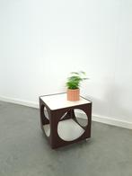 Kubus space age bruine kunststof tafel bijzettafel vintage, Gebruikt, 50 tot 100 cm, Space age, vintage, Vierkant