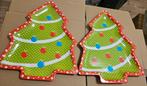 2x Leuke (kerstboom)serveerbordjes, In kerstboom vorm, Ophalen of Verzenden, Zo goed als nieuw, Overige vormen, Kunststof