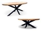 Combi deal Ovale eettafel + salontafel mango, Huis en Inrichting, 50 tot 100 cm, Nieuw, Overige materialen, Industrieel