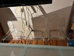 MOET NU WEG Glazen TORSBY tafel incl. 3 transparante stoelen, Ophalen, Gebruikt, Vijf personen of meer, Rechthoekig