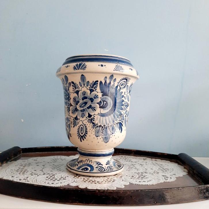Excelsior Gouda, brocante Delfts Blauw vaasje, Antiek en Kunst, Antiek | Keramiek en Aardewerk, Ophalen of Verzenden