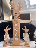 Houten Kerst rendieren decoratie Set 3 delig, Ophalen of Verzenden, Zo goed als nieuw