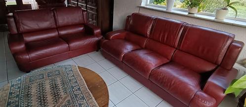 bank, Huis en Inrichting, Banken | Bankstellen, Gebruikt, Rechte bank, 150 tot 200 cm, 75 tot 100 cm, Leer, Ophalen