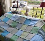 Handgemaakt retro deken/sprei blauw/groen., Huis en Inrichting, Woonaccessoires | Plaids en Woondekens, Ophalen of Verzenden, Nieuw