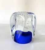 Glazen object presse papier helder blauw luchtbellen 6836-g, Ophalen of Verzenden