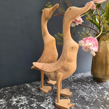 Stel brocante grote houten eenden  beschikbaar voor biedingen