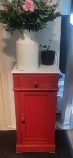 Kastje sidetable hoekkast wastafel rood marmer lade deurtje, Antiek en Kunst, Ophalen