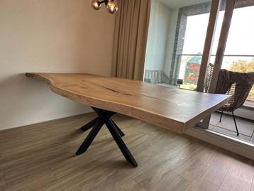 Boomstam tafel massief eiken l 10 cm dik blad l X-poot beschikbaar voor biedingen