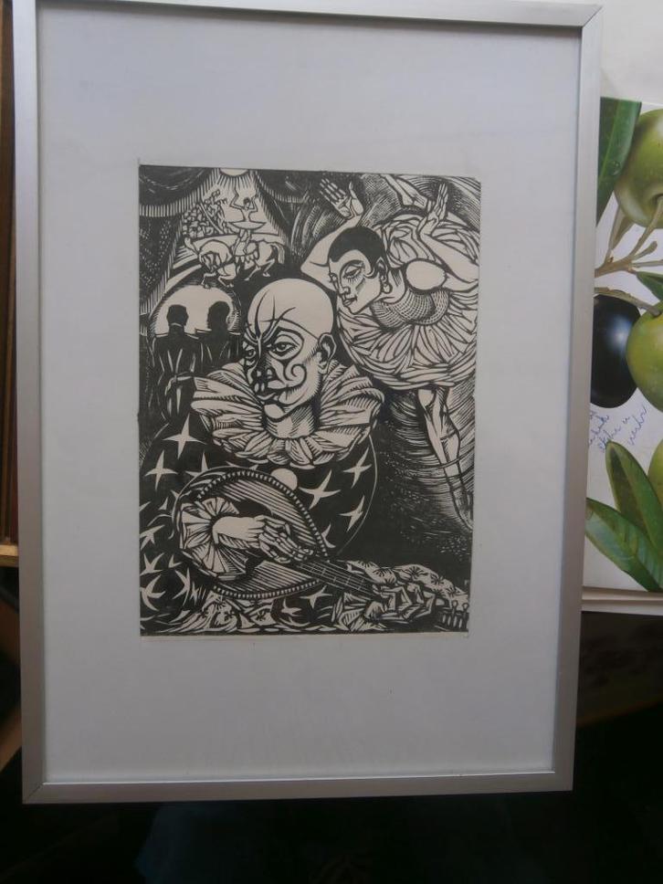 Fokko Mees, (Scheen ) Litho de Verliefde CLOWN, Antiek en Kunst, Kunst | Litho's en Zeefdrukken, Ophalen