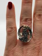 Z689 Prachtige zilveren ring brutalist (verstelbaar), Ophalen of Verzenden, Zilver, Ring