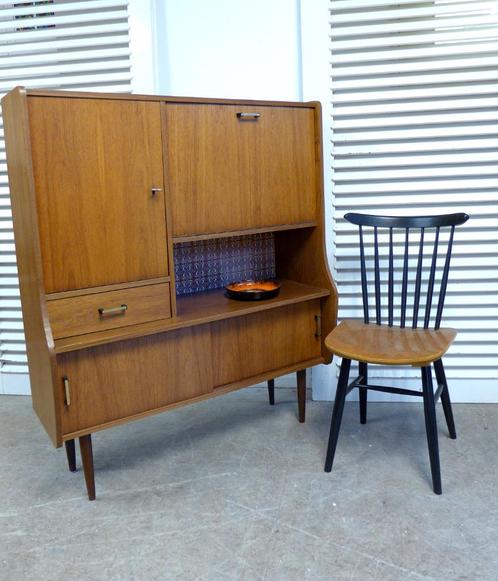 Prachtige midcentury retro vintage highboard kastje, Huis en Inrichting, Kasten | Overige, Gebruikt, Ophalen