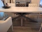 Eettafel,wit boomstamtafel met kruispoot, Ophalen, Gebruikt, 200 cm of meer, 50 tot 100 cm