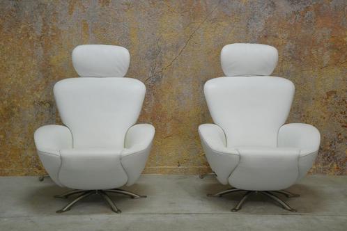 ZGANieuw witte leren Cassina Dodo design relaxfauteuil, Huis en Inrichting, Fauteuils, Zo goed als nieuw, Leer, Metaal, 75 tot 100 cm