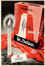 Dr. Oetker - reclame Kerstmis 1955 - in mooie zwarte lijst, Ophalen of Verzenden, Gebruikt