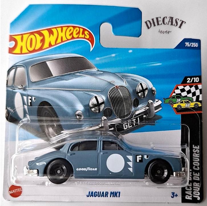 Hot Wheels Jaguar MK1, Matt grijs/blauw, Hobby en Vrije tijd, Modelauto's | Overige schalen, Nieuw, Auto, Ophalen