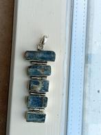 grote zilveren hanger met ruwe sodaliet stenen, Ophalen of Verzenden, Zilver, Hanger