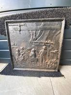 Kachel Haardplaat gietijzer, 55 x55  M.E.tafereel izgst, Huis en Inrichting, Haarden, Ophalen of Verzenden, Gebruikt, Vrijstaande haard