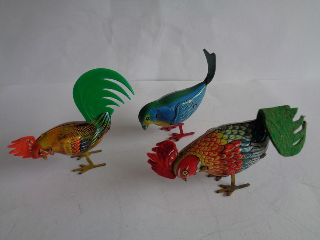 Oude blikken Hanen, 2x + Vogel, US-Zone en Germany, jr'50/60, Ophalen of Verzenden, Zo goed als nieuw