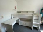 Halfhoogslaper met opbergruimte en verrijdbaar bureau, Ophalen, Gebruikt, 90 cm, Eenpersoons