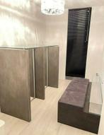 Luxe winkeltoonbank met vitrine & presentatiekast, echt leer, Ophalen of Verzenden