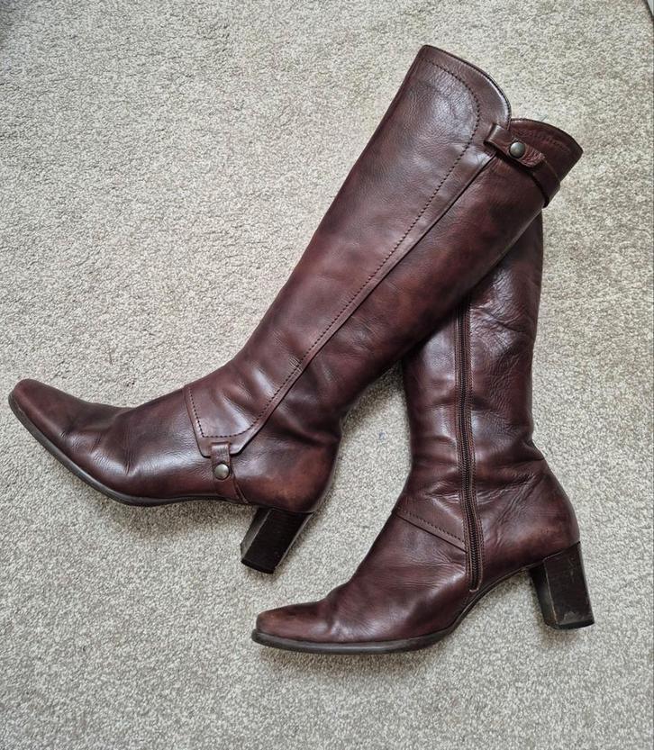 Mooie leren laarzen * bruin * maat 39, Kleding | Dames, Schoenen, Zo goed als nieuw, Hoge laarzen, Bruin, Ophalen of Verzenden