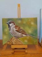 Schilderij mus _ eigen werk _ origineel cadeau vogel mussen, Ophalen of Verzenden