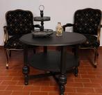Koffietafel zwart + 2 stoelen, 50 tot 100 cm, Minder dan 50 cm, Rechthoekig, Zo goed als nieuw