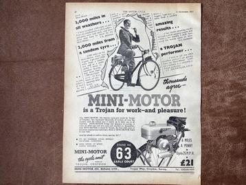 MINI-MOTOR, FIETS MOTOR, HULP MOTOR, TROJAN 1951, origineel